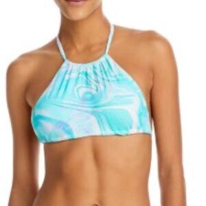 Aqua Multicolor Swirl Bikini Top